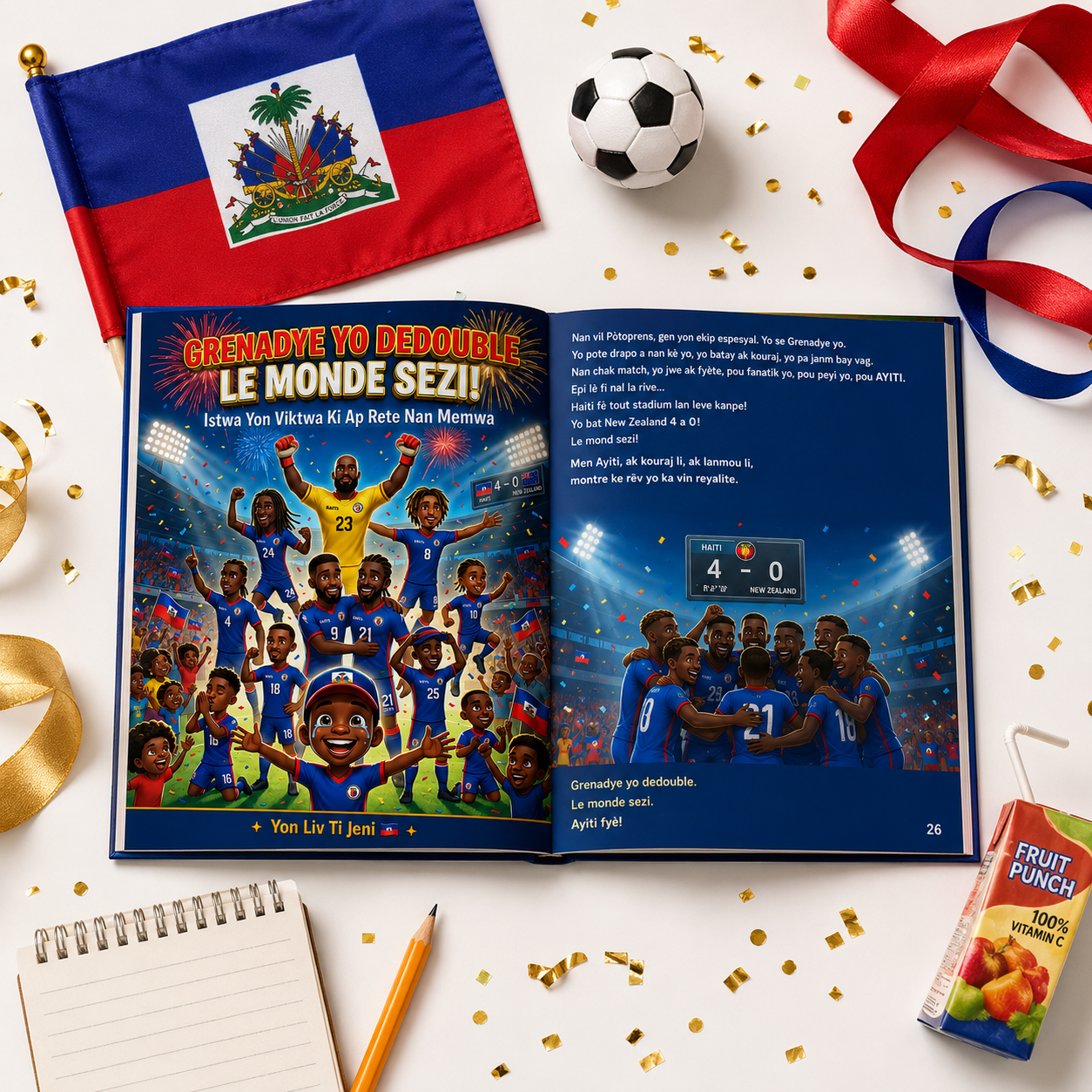 Ayiti 4-0 | Liv Timoun Kreyòl 26 Paj — Istwa Istorik 2026 ⚽🇭🇹